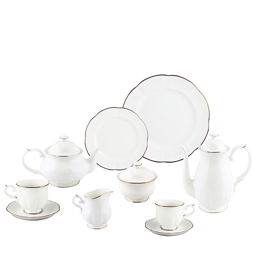 Aparelho de Chá, Café & Bolo 41 Peças em Porcelana Radius Gold