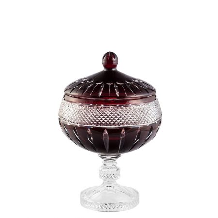 BOMBONIERE C/ PE 17 CM CRISTAL VERMELHO ESCURO