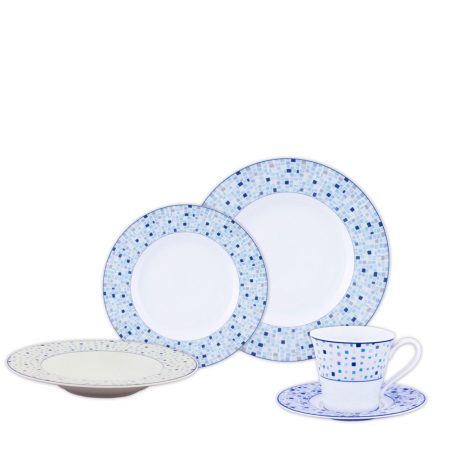 APARELHO JANTAR C/ CHA ADAMINA BLUE 30 PCS PORCELANA