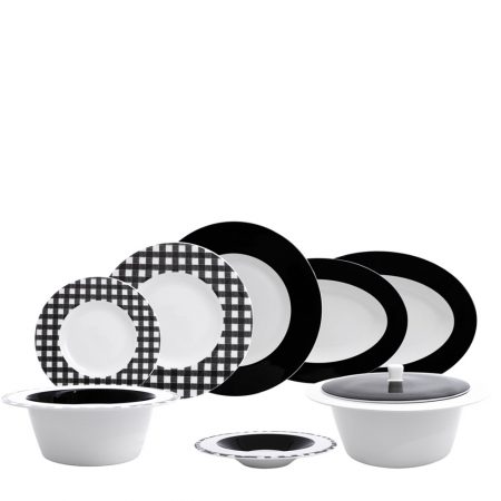 APARELHO JANTAR FRESHNESS H BLACK 42 PCS PORCELANA