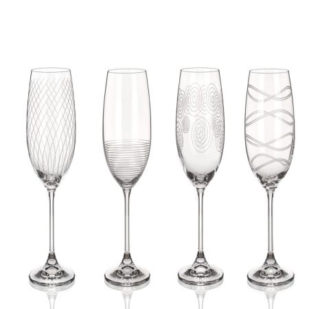 COPO FLAUTA LEONA DECORADO 210 ML VIDRO CX C/ 4