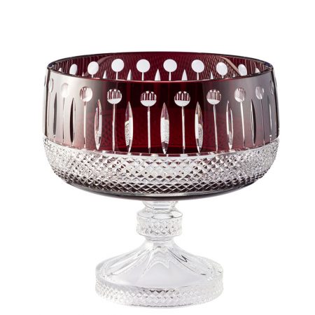 FRUTEIRA C/ PE 21 CM CRISTAL VERMELHO ESCURO