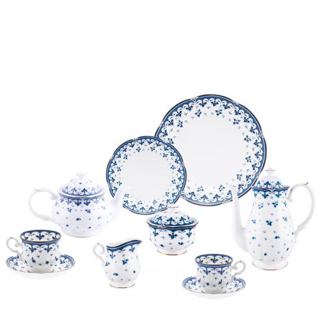 APARELHO CHA/CAFE/BOLO BLUE LEAF 41 PCS PORCELANA