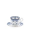 XICARA/PIRES CHA BLUE LEAF 210 ML / 14 5 CM PORCELANA CX C/ 6