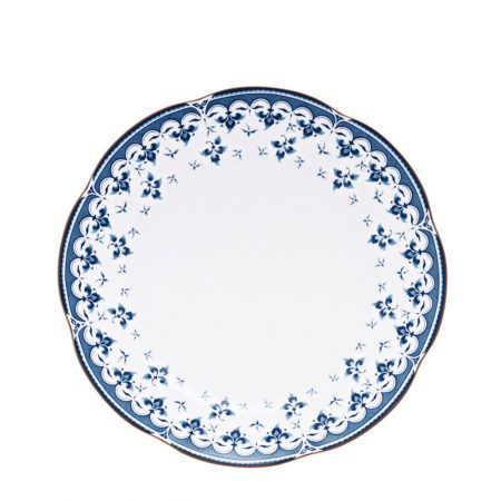 PRATO RASO BLUE LEAF 27 CM PORCELANA CX C/ 6