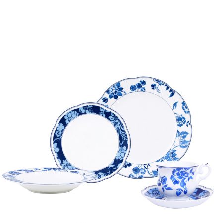 APARELHO DE JANTAR C/ CHA ASIAN BLUE 30 PCS PORCELANA