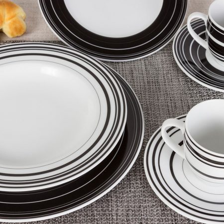 APARELHO JANTAR MILA BLACK 20 PCS PORCELANA