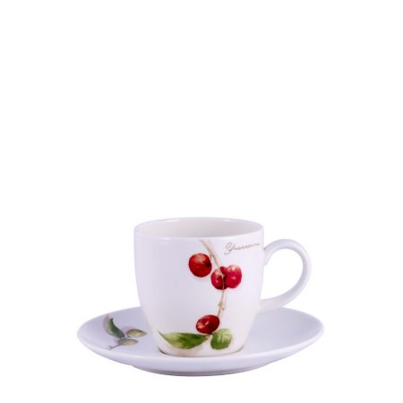 XICARA/PIRES CHA FRESH FRUIT 250 ML / 15 CM PORCELANA CX C/ 6