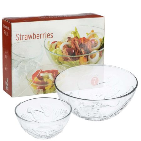 SALADEIRA JG C/ 7 PCS STRAWBERRY VIDRO