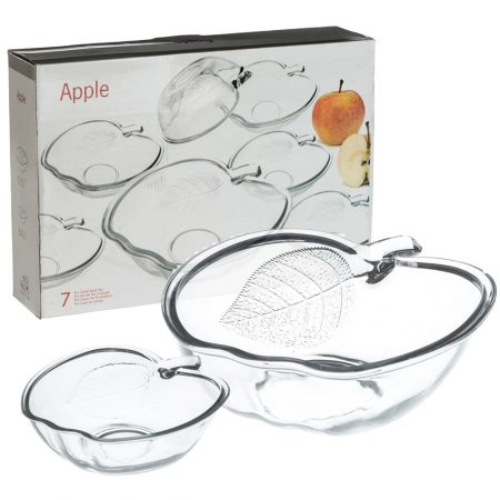 SALADEIRA JG C/ 7 PCS APPLE VIDRO