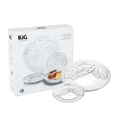 PRATO DE BOLO JG C/ 7 PCS VIDRO