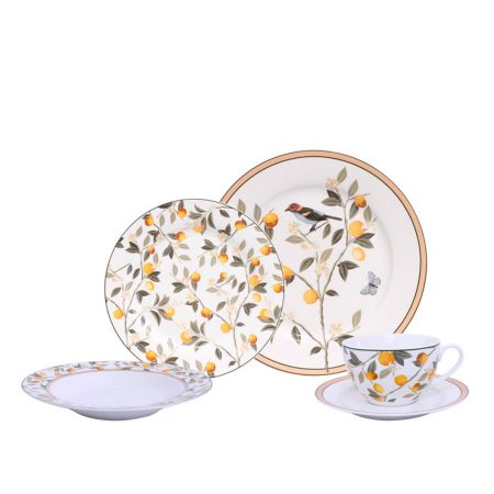 APARELHO JANTAR C/ CHA BLOSSOM LEMON 30 PCS PORCELANA