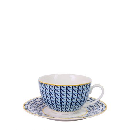XICARA/PIRES CHA GEOMETRIC 250 ML PORCELANA CX C/ 6