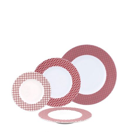 APARELHO JANTAR YUKI RED 24 PCS PORCELANA