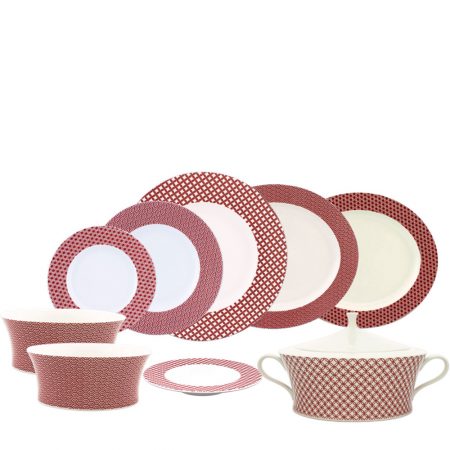 APARELHO JANTAR YUKI RED 42 PCS PORCELANA