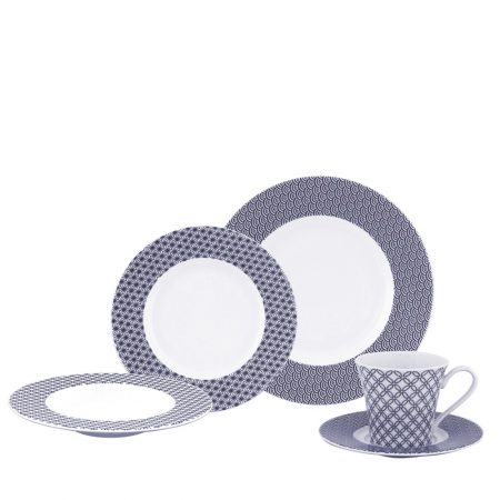 APARELHO JANTAR C/ CHA YUKI BLUE 30 PCS PORCELANA